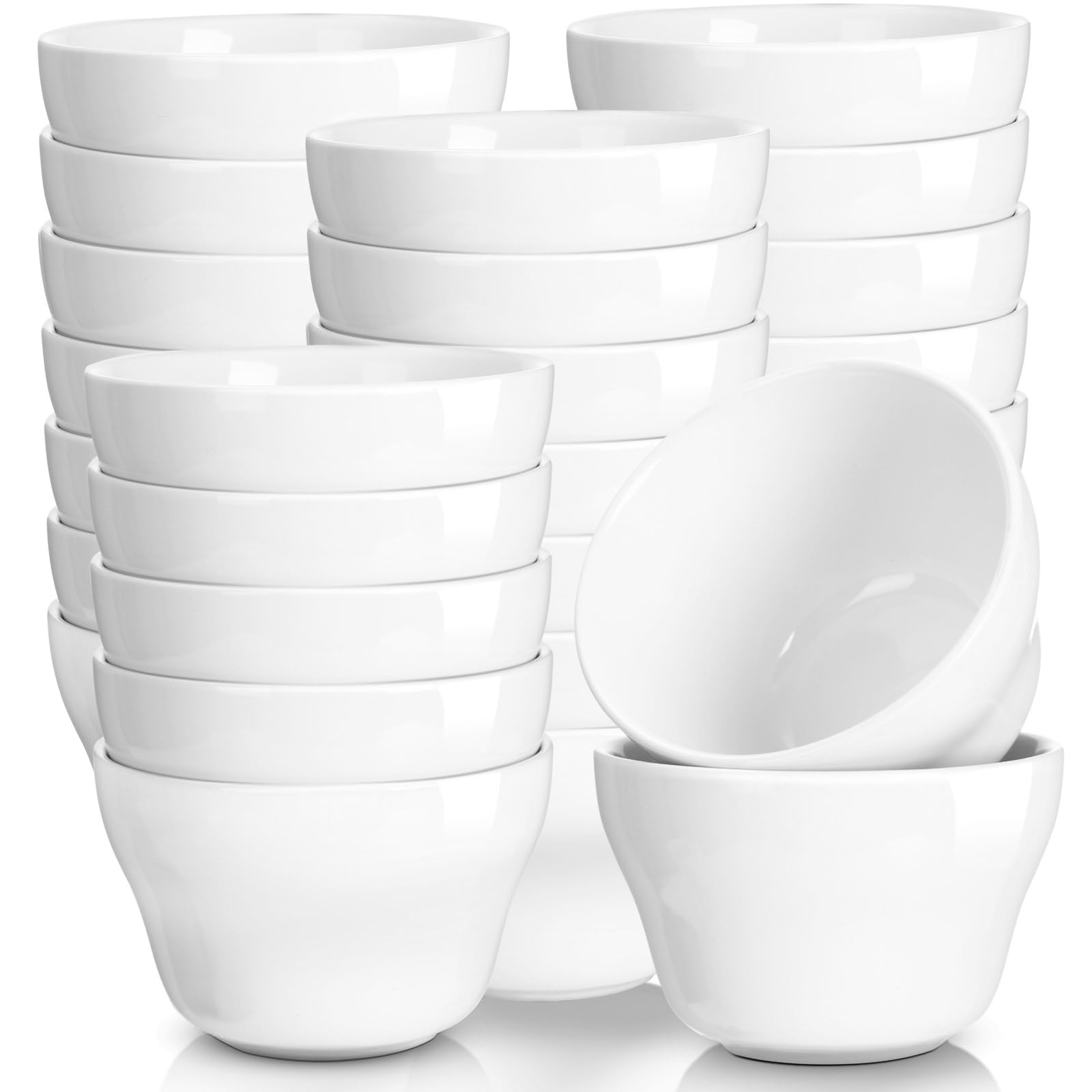 Patelai 18 tazones porcelana 8 oz, ideales para salsas y aperitivos.