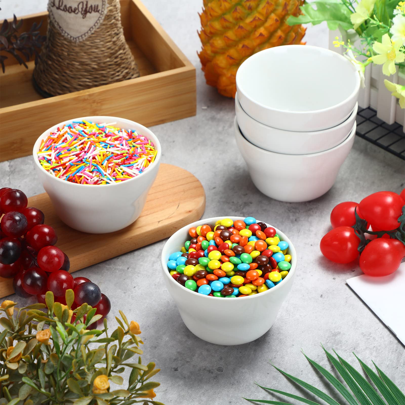 Patelai cuencos de porcelana 8 onzas para postres, helado y fruta.