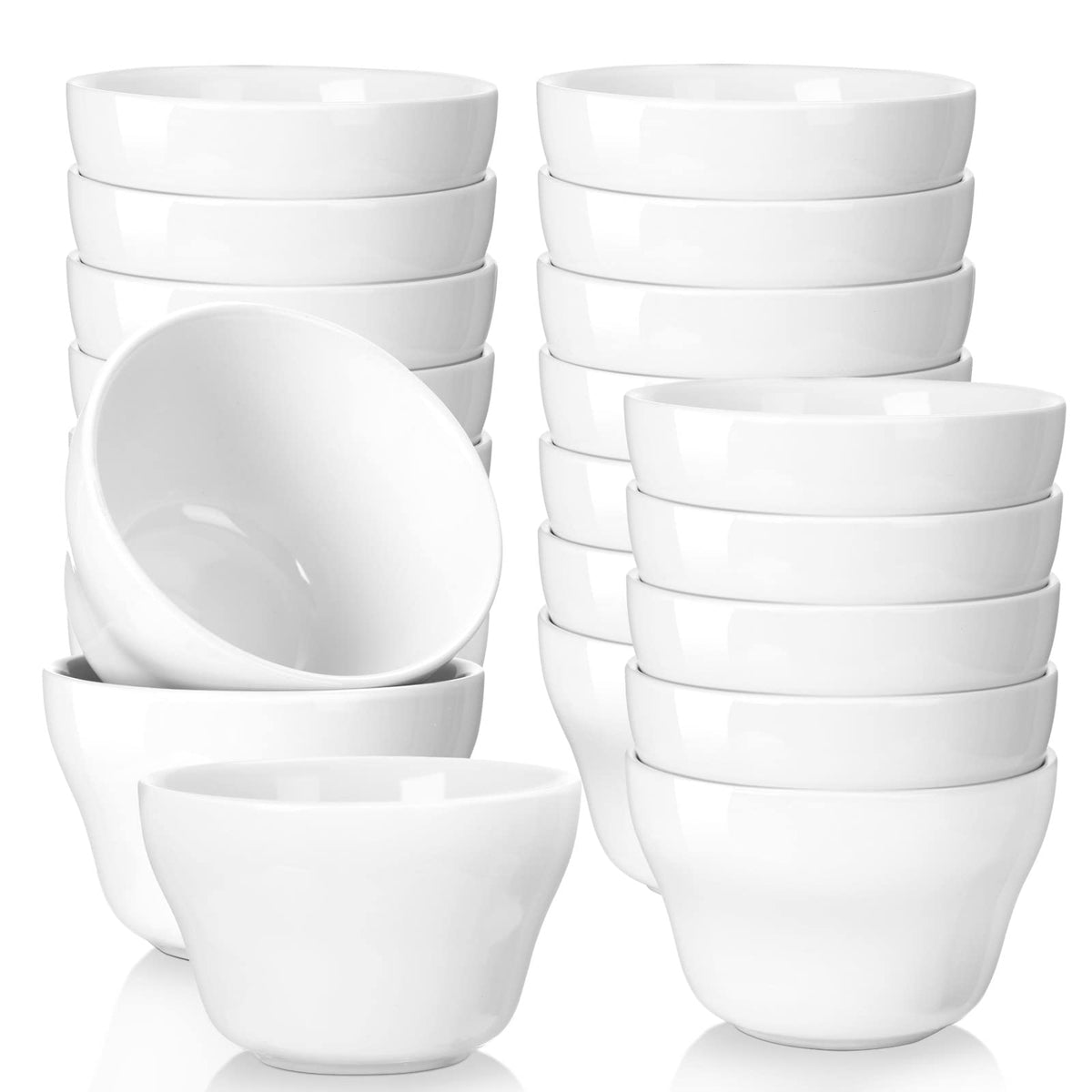 Patelai 8 onzas cuencos de porcelana, vista frontal, ideales para servir sopa y salsas.
