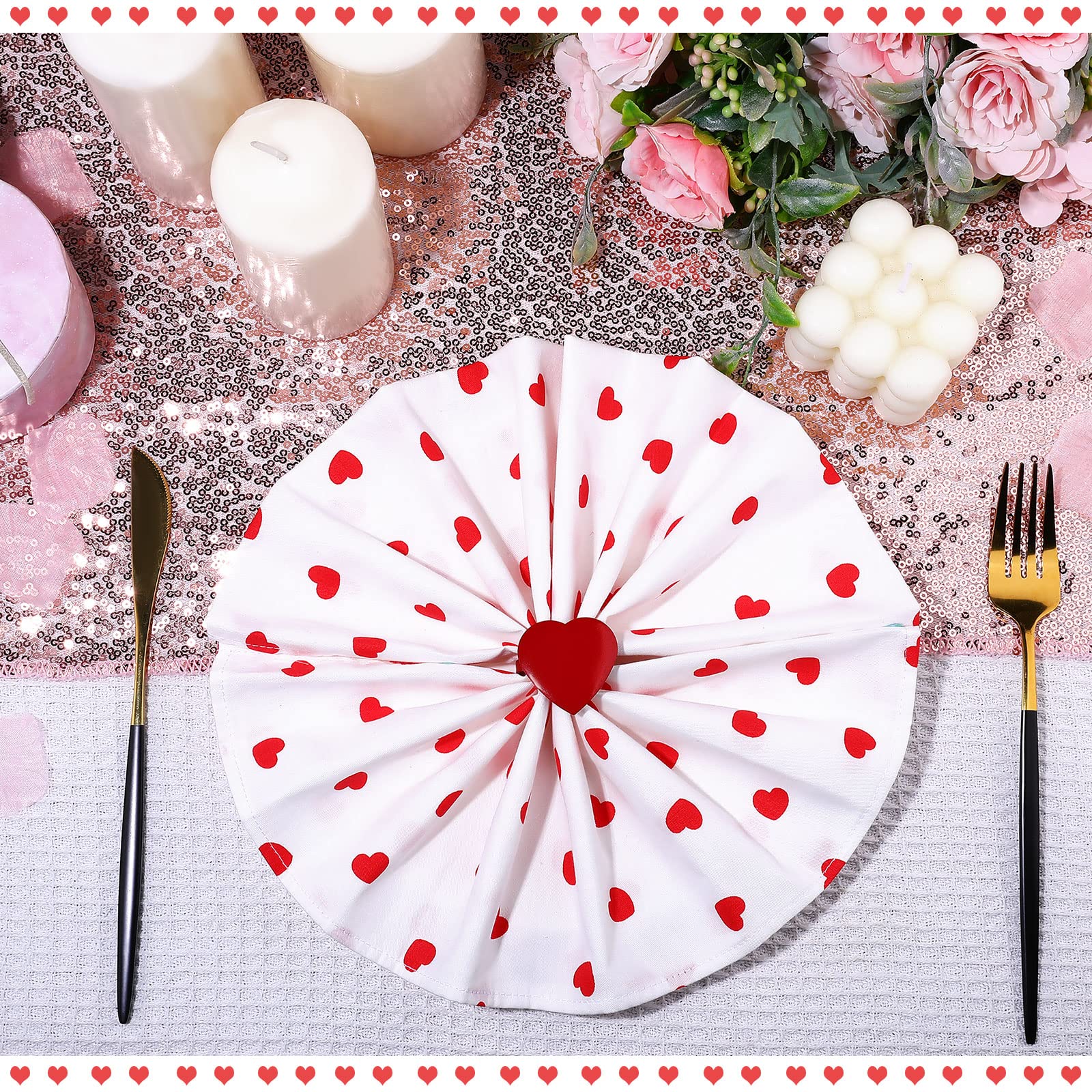 Anillos de corazón metálicos para servir como detalle decorativo en la mesa Patelai
