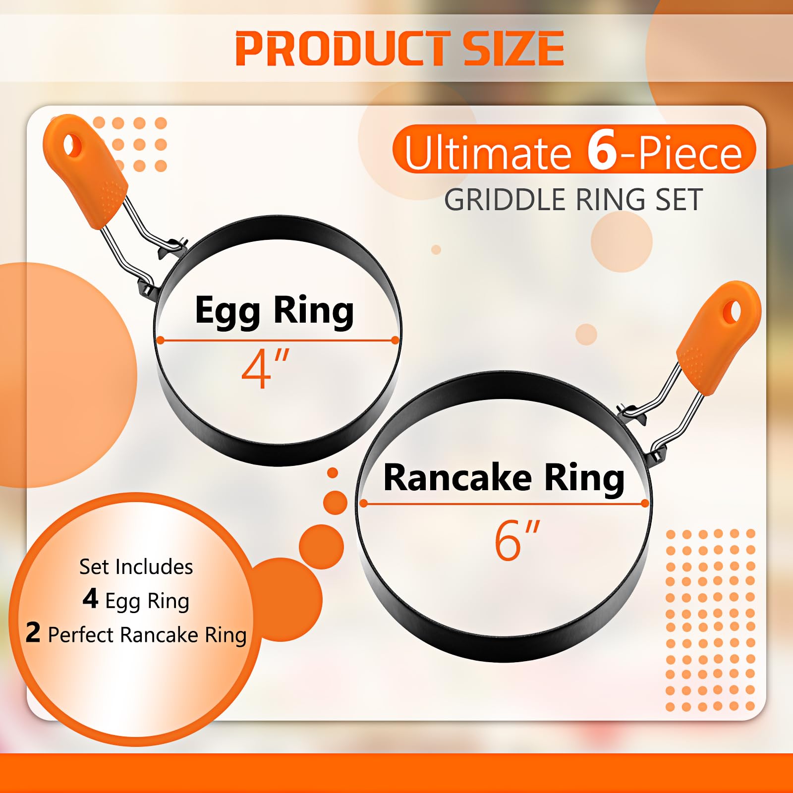 Patelai anillos huevos 6 pulgadas para omelettes uniformes
