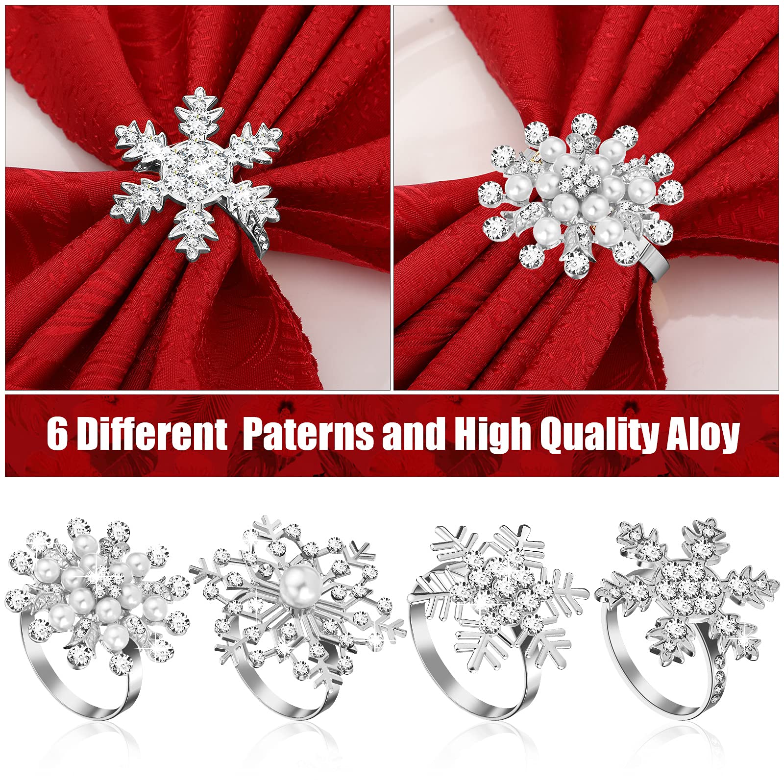 Patelai set de aros copo-nieve plateados para ocasiones especiales.