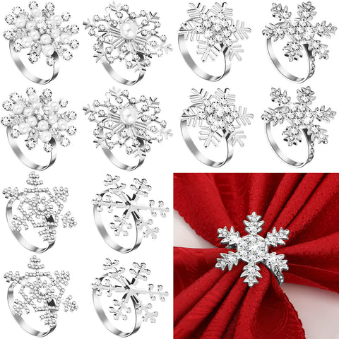 Patelai aro copo-nieve plateado para decorar mesas navideñas con elegancia.