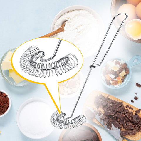 Batidor Patelai con resorte espiral flexible para batidos suaves.