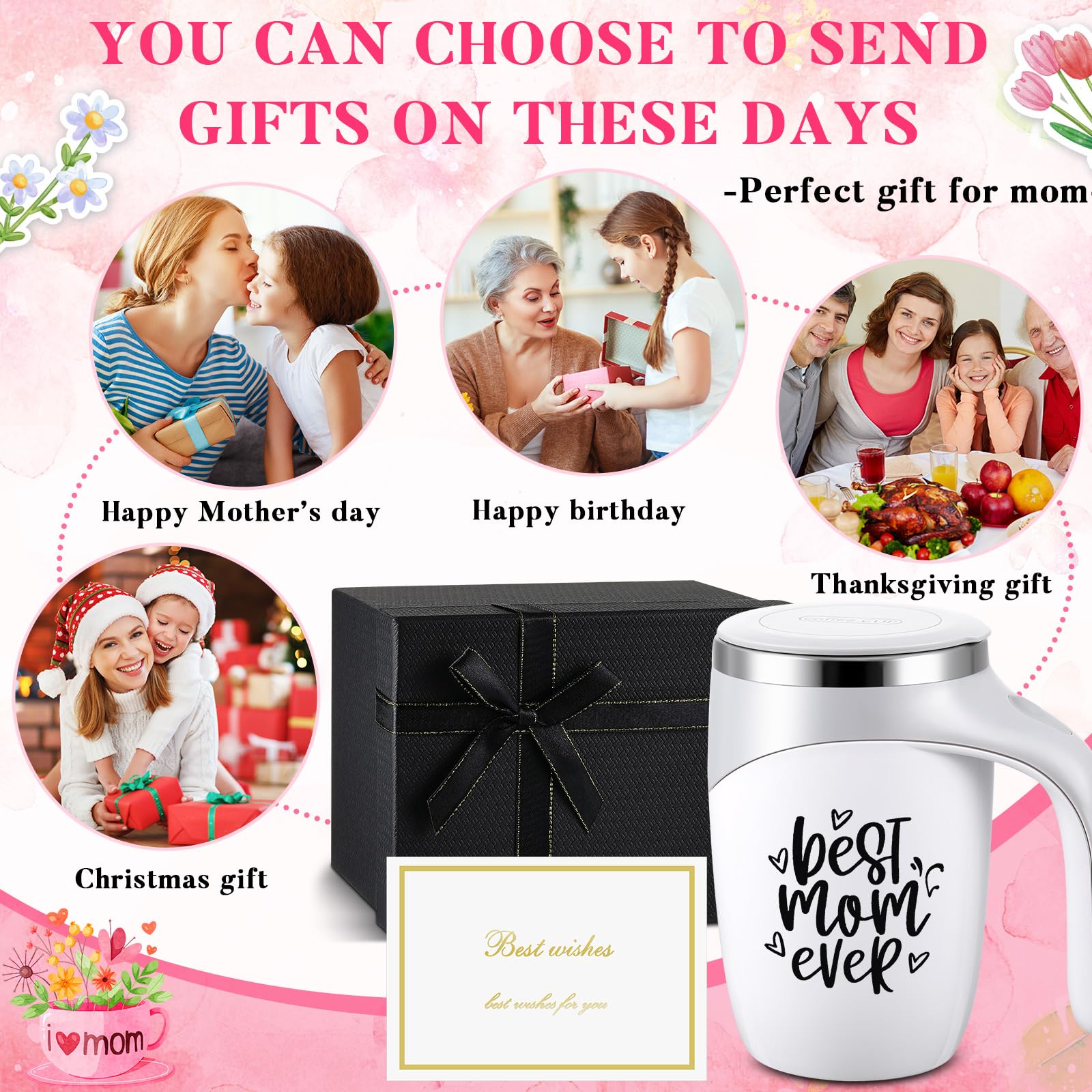 Taza agitadora Patelai con cable USB tipo-C para recarga fácil.