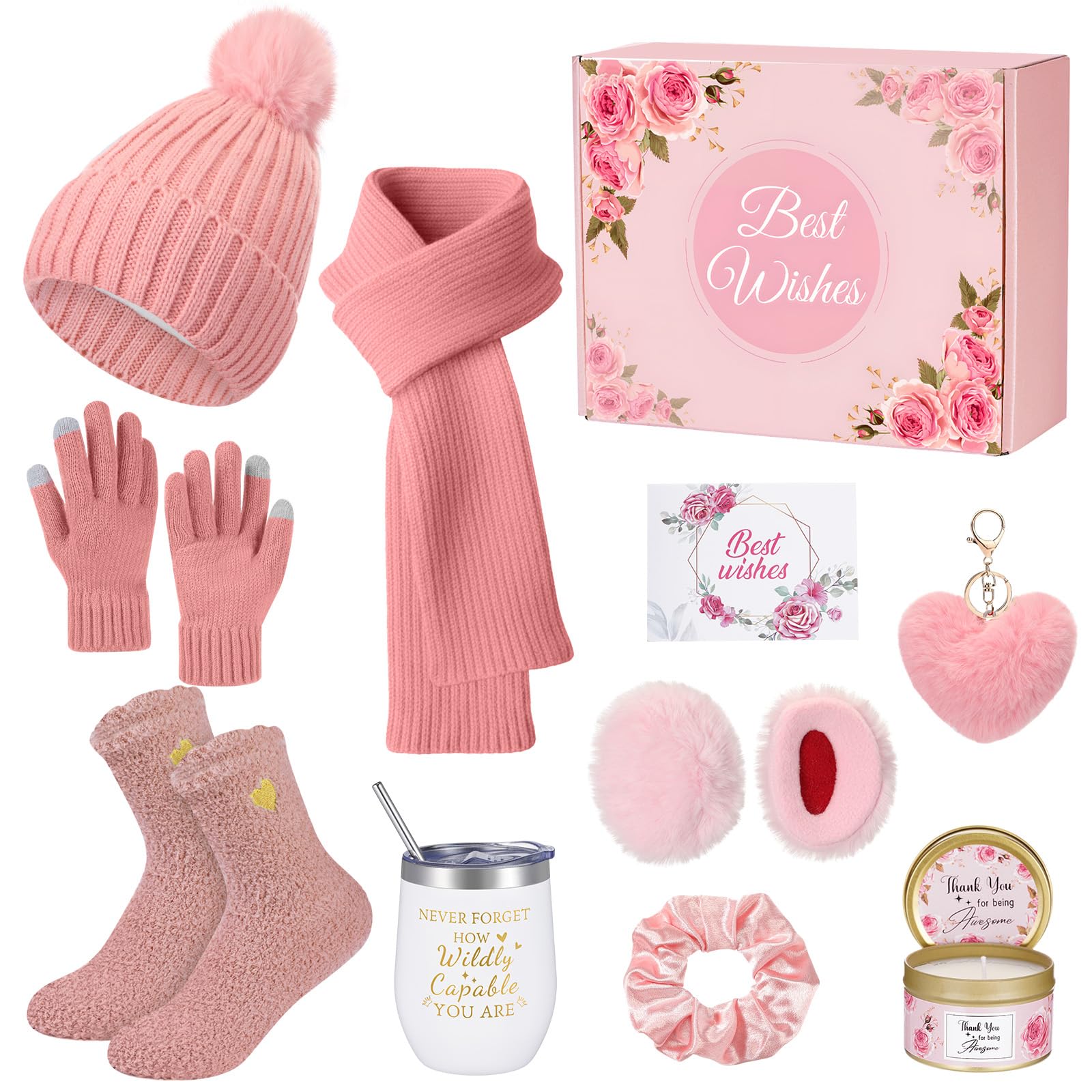 Patelai cesta regalo invierno: gorro tejido y bufanda para abrigar cómodamente
