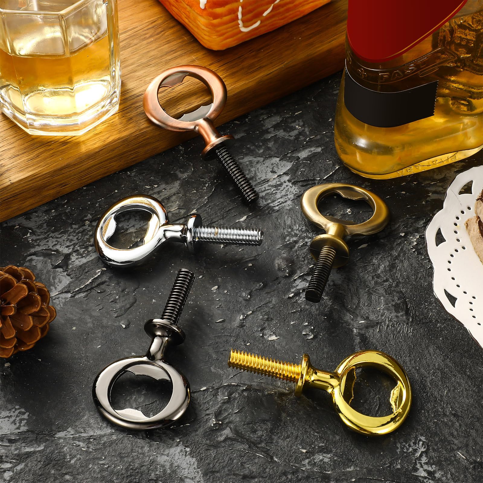Patelai conjunto de inserto abrebotellas para bricolaje con mango de madera.