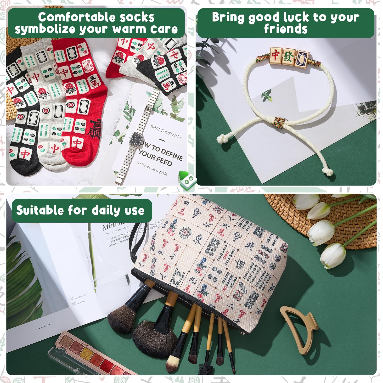 Patelai conjunto regalo mahjong Navidad, regalo completo y práctico.