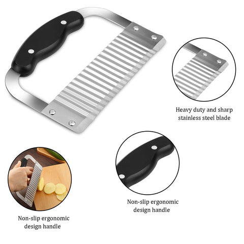 Patelai cortador ondulado, diseño ergonómico para manejo seguro incluso con manos mojadas