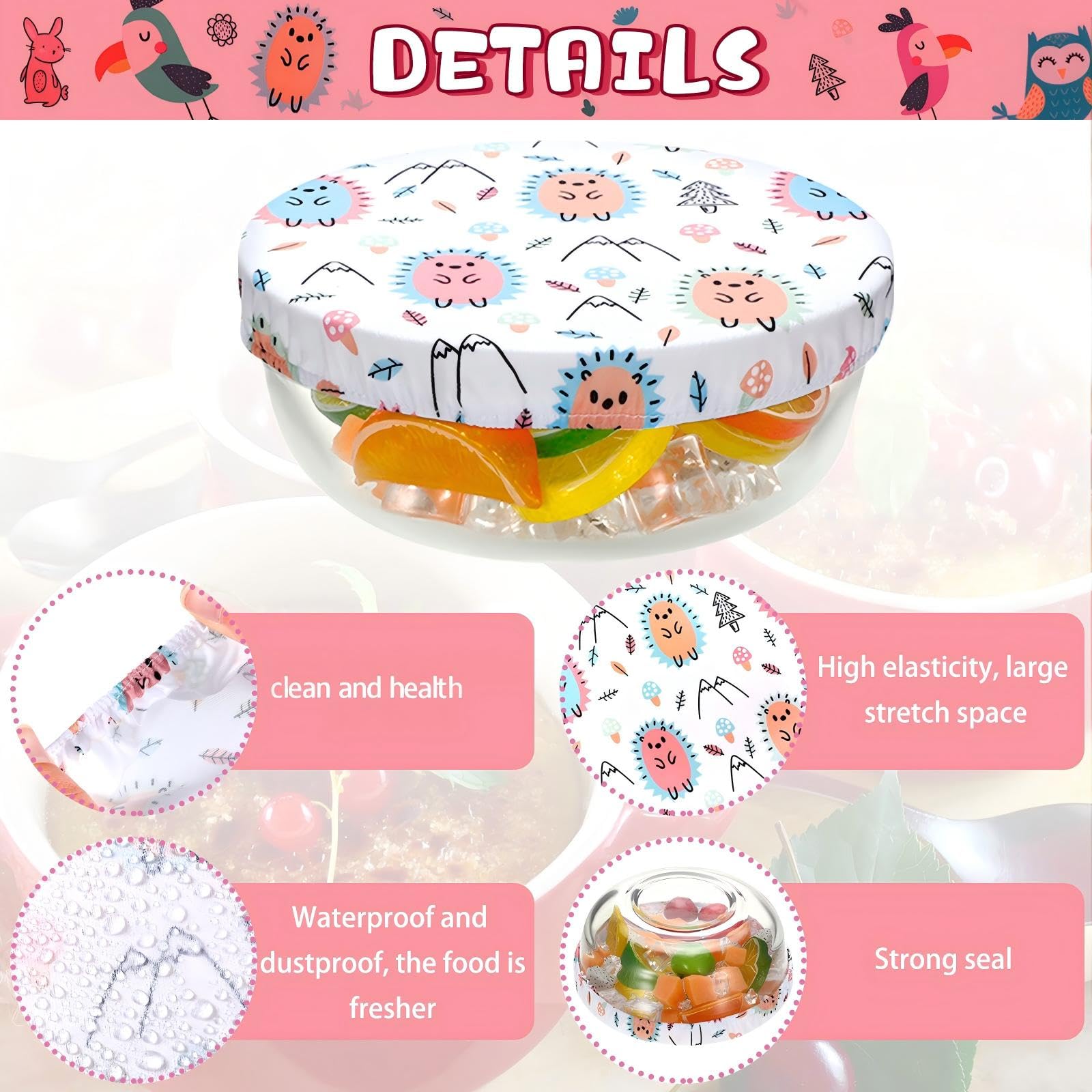 Patelai cubiertas para cuencos de 25 cm con diseño colorido.