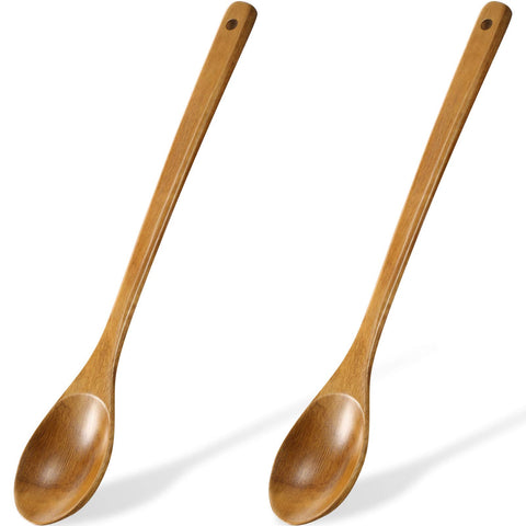Patelai cucharas de madera con mango largo para mezclar sin rayar sartenes antiadherentes.