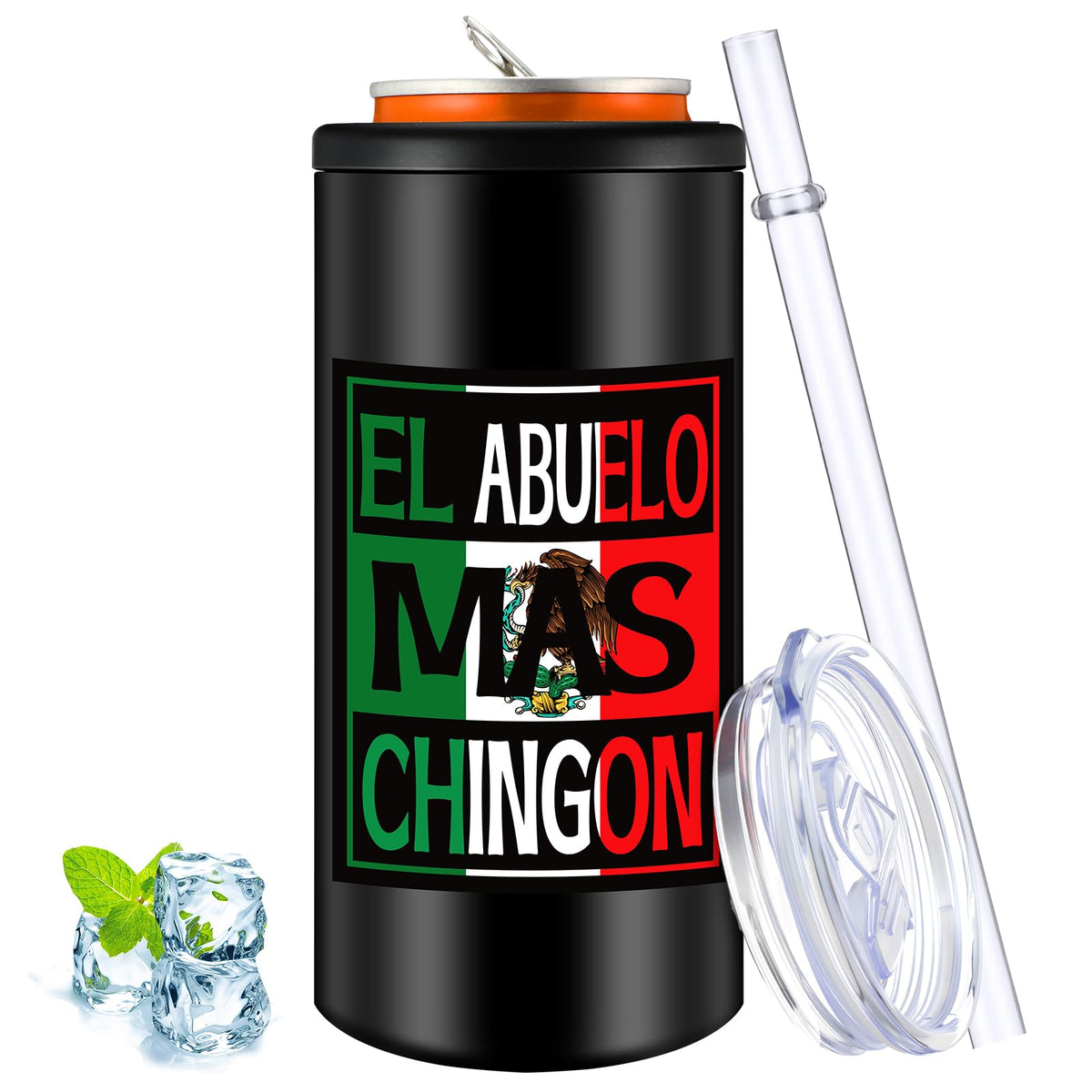 Patelai El Abuelo Mas Chingon 12oz: vaso aislado de acero inoxidable, regalo duradero.