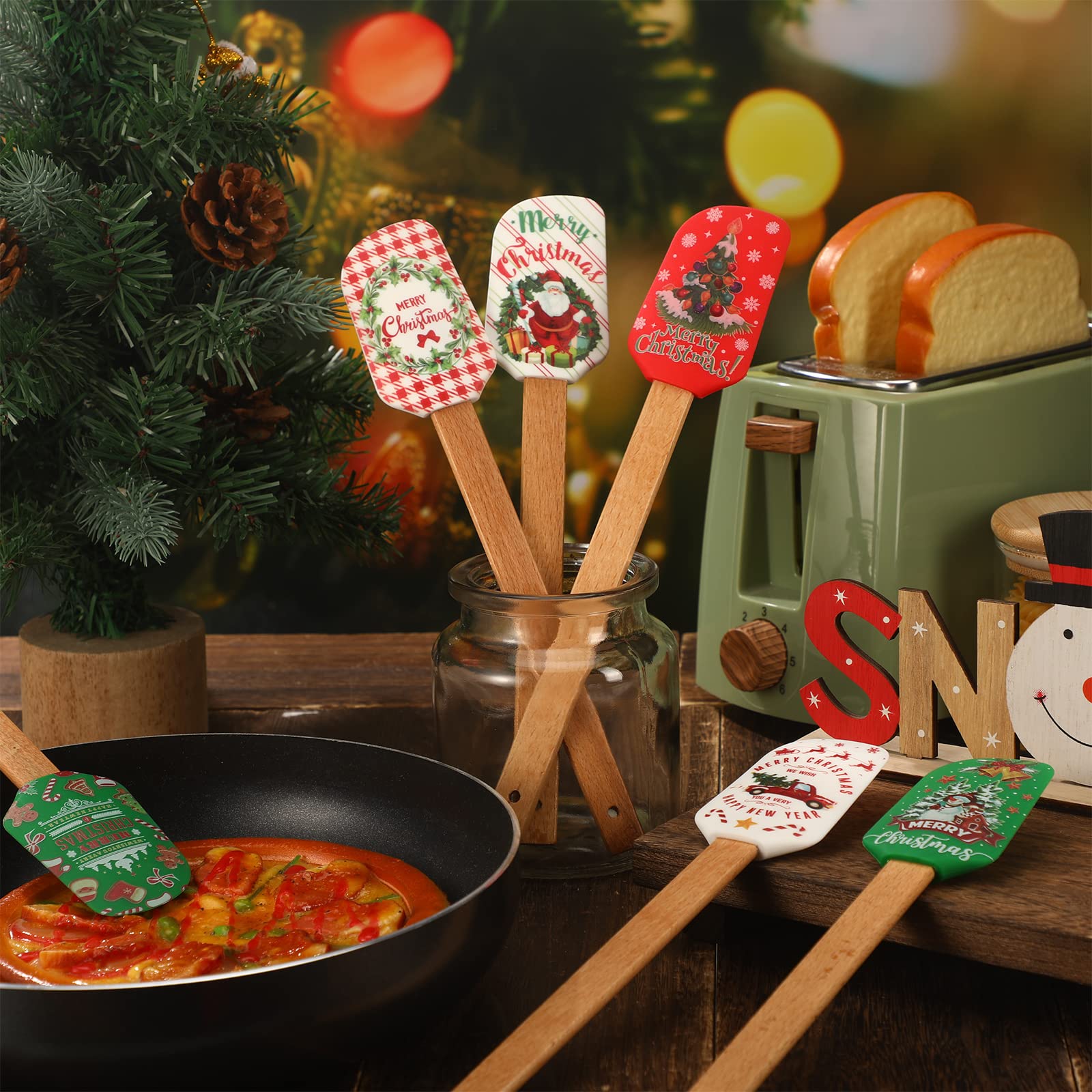 Patelai espátula de silicona con árbol de Navidad para repostería festiva