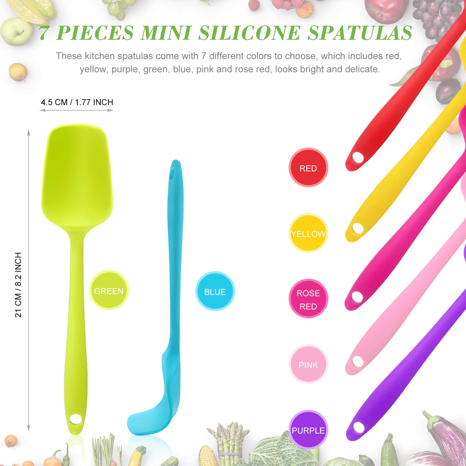 Patelai espátulas de silicona con 7 colores para mejorar la organización en la cocina