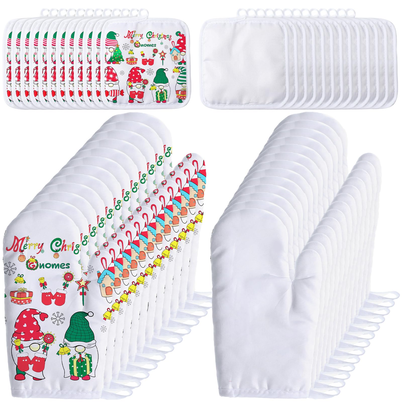Manoplas de sublimación Patelai en blanco, conjunto ideal para personalizar y cocinar con seguridad.