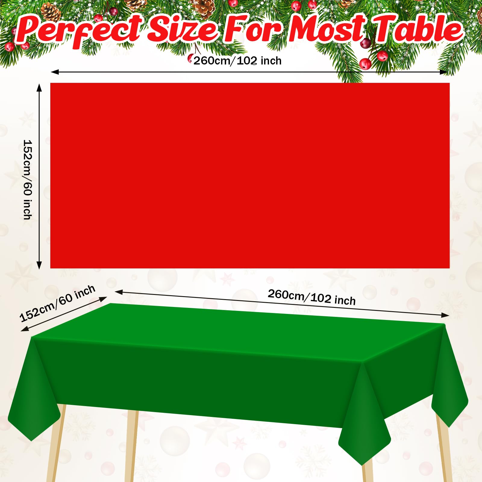 Mantel Patelai Navidad rectangular verde, perfecto para decoraciones festivas.