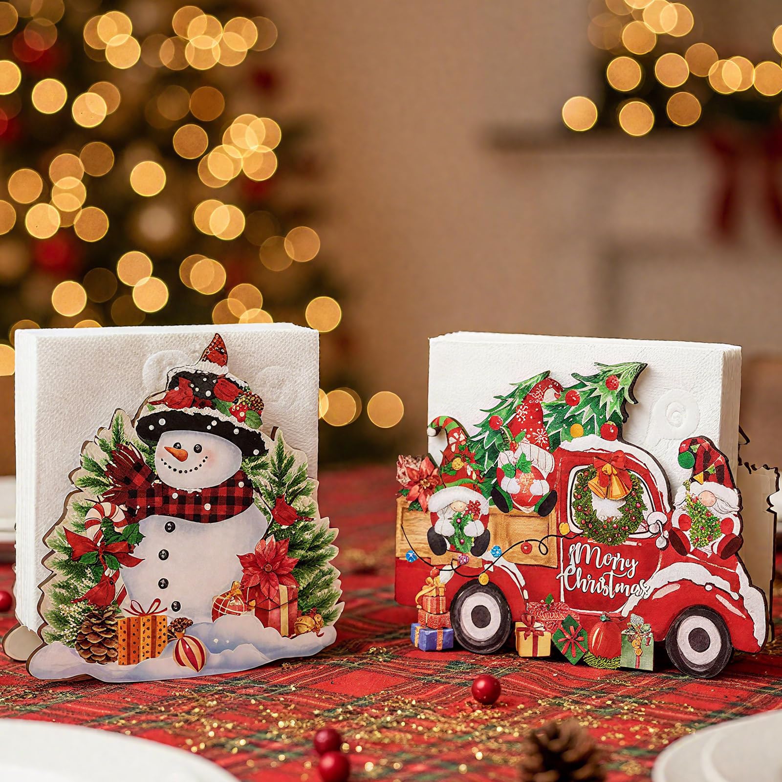 Porta servilletas Patelai dos piezas con motivos navideños mantiene las servilletas ordenadas