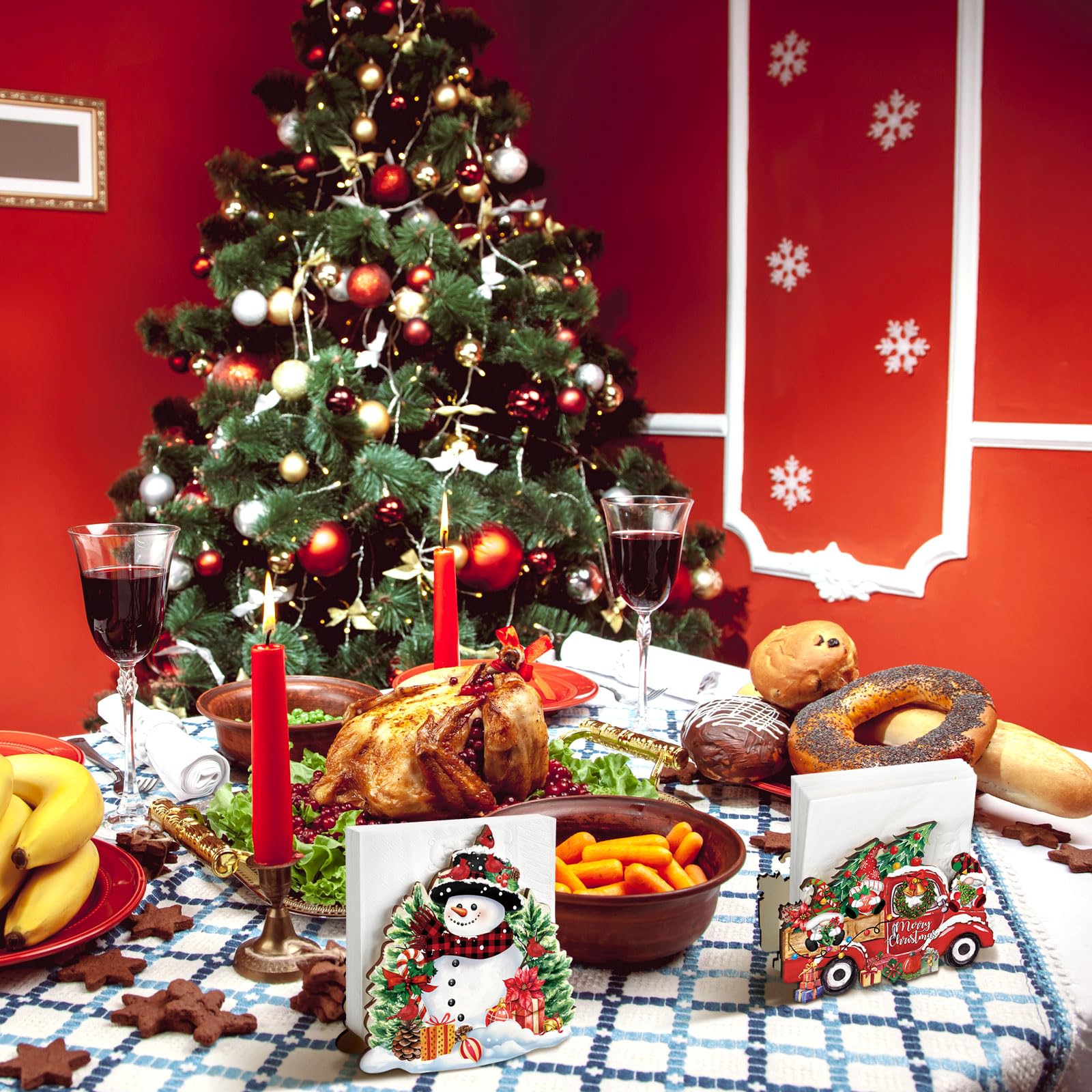 Porta servilletas Patelai diseño navideño para mesa de comedor durante fiestas