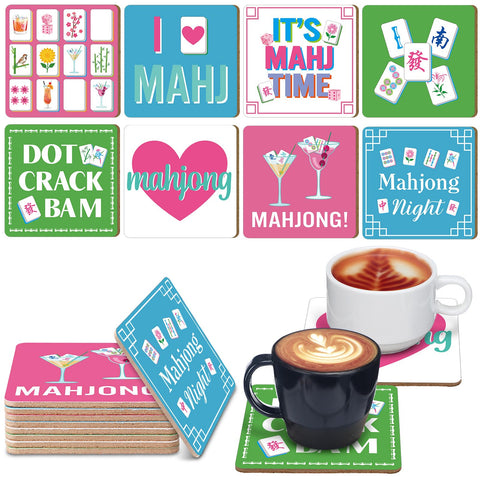 Patelai posavasos mahjong ocho piezas coloridos para proteger la mesa.