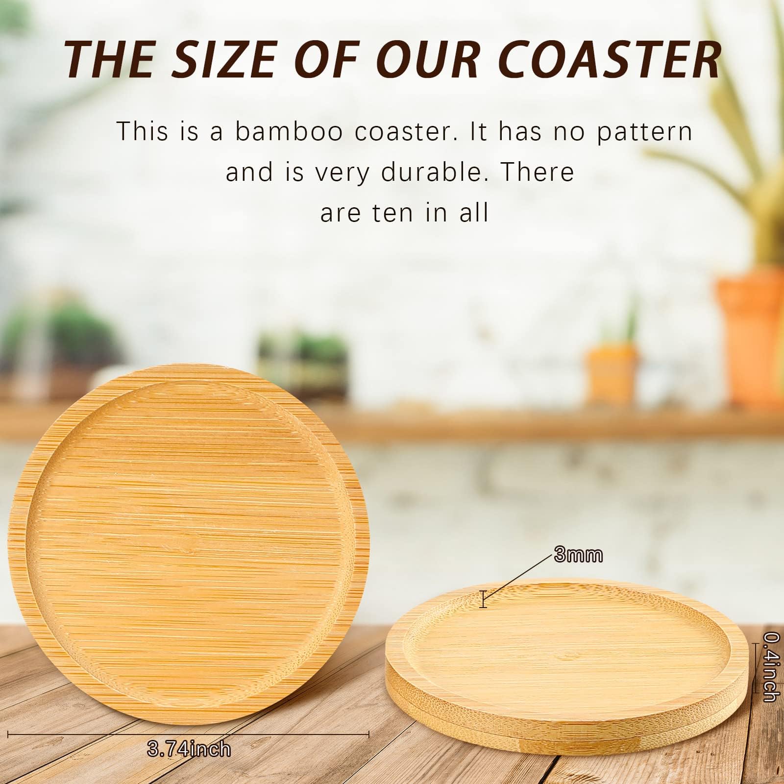 Patelai set de 20 posavasos de bambú para bebidas, evita manchas