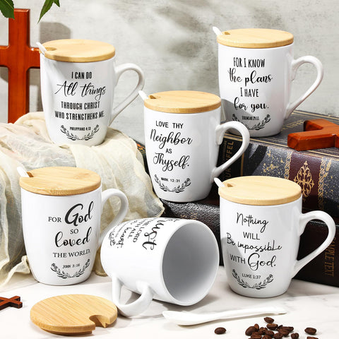 Patelai set de 6 tazas cristianas, regalo práctico para familiares y amigos