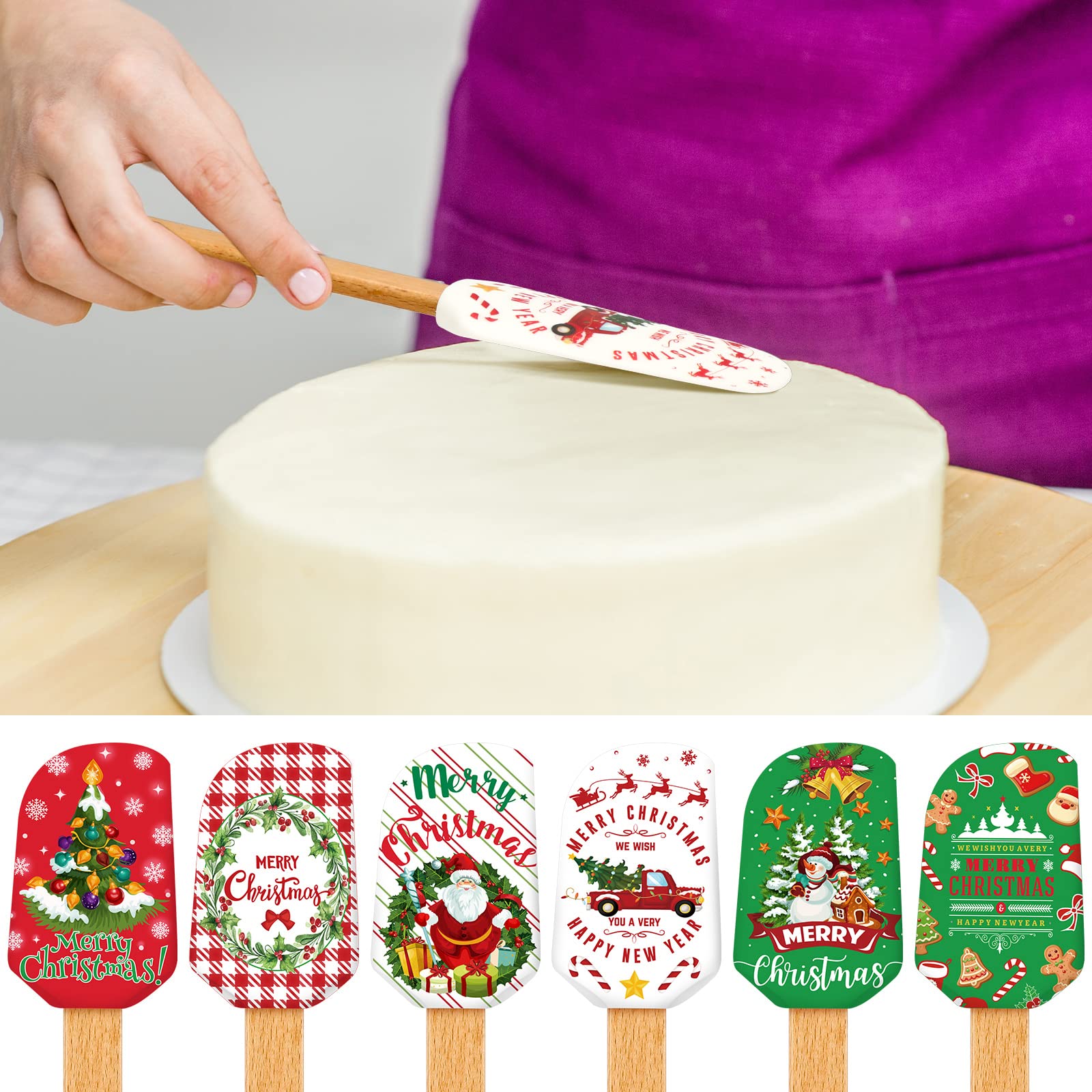 Patelai set navideño de espátulas en silicona para cocina festiva