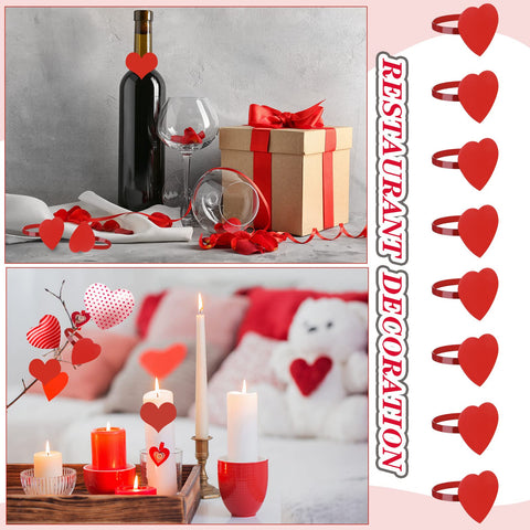 Conjunto de 8 servilletas y 8 aros con diseño de corazón para ocasión especial Patelai