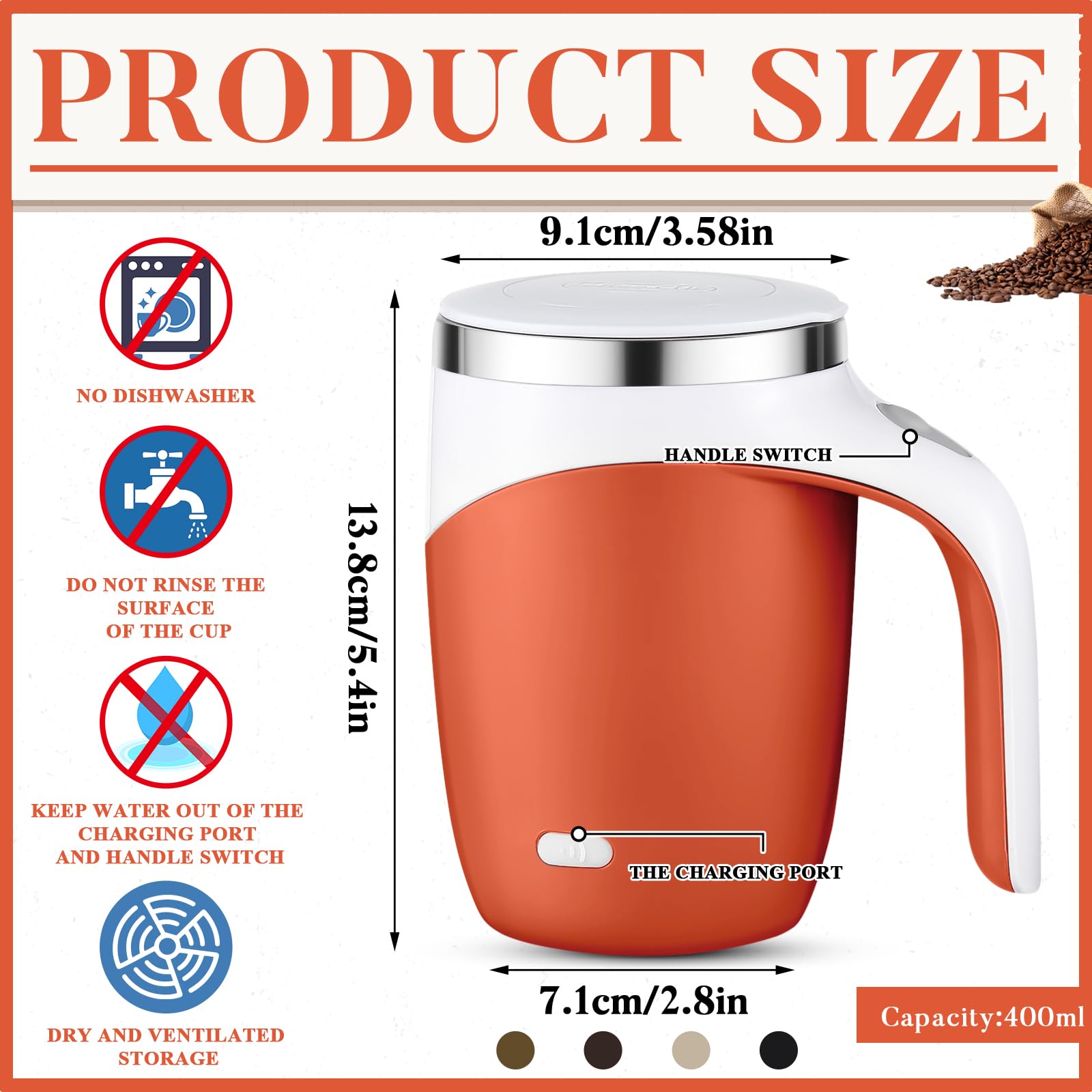 Patelai taza cafe USB recargable, ideal para oficina y viajes.