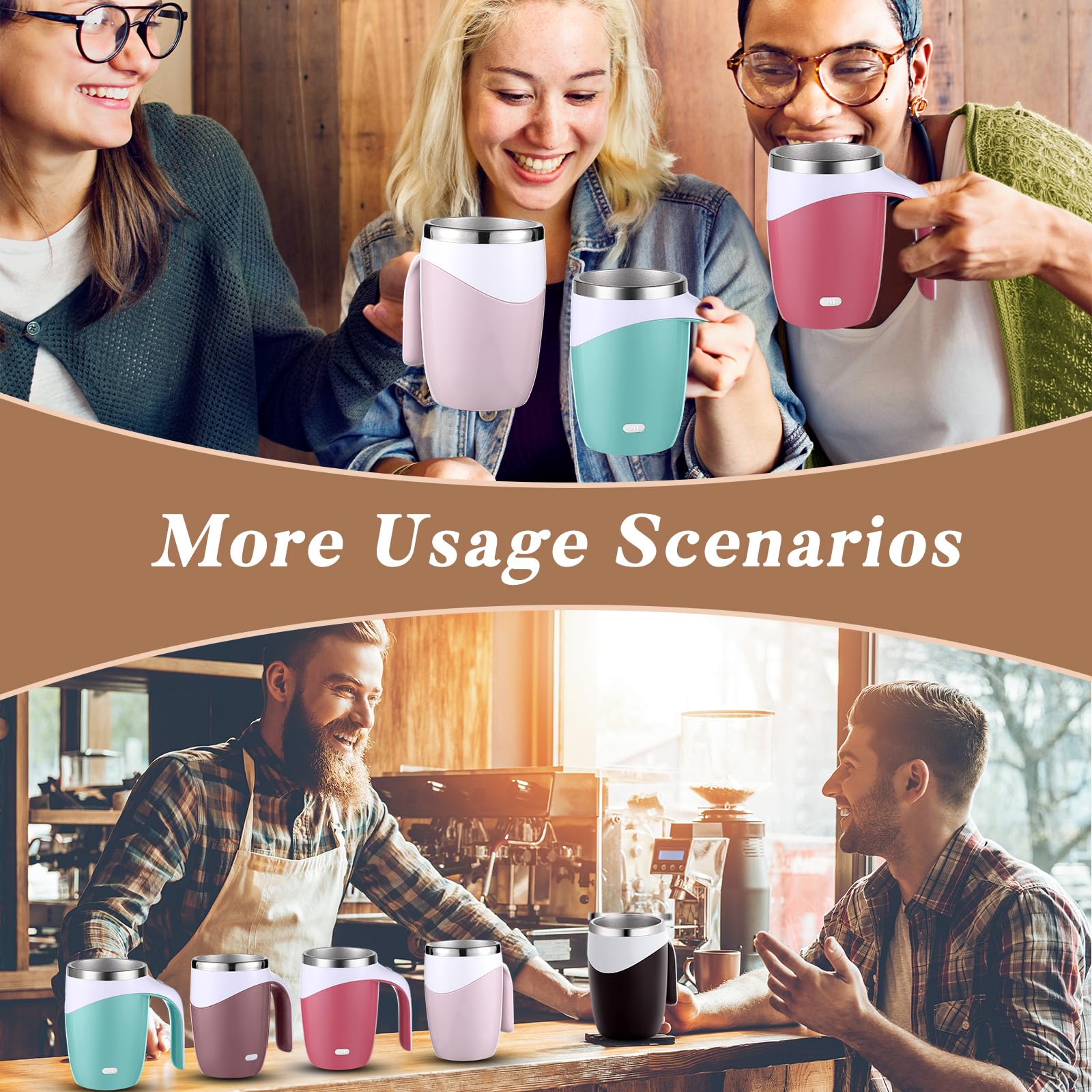 Patelai taza mezcladora automática, colores morandi elegantes.