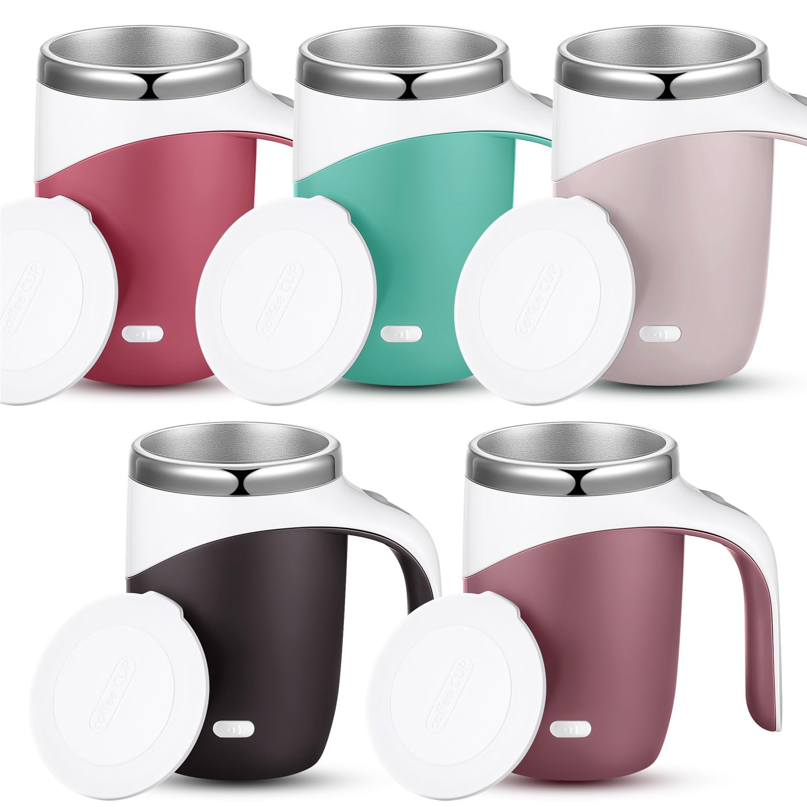 Patelai taza mezcladora automática, pack de 5, ideal para regalos prácticos.