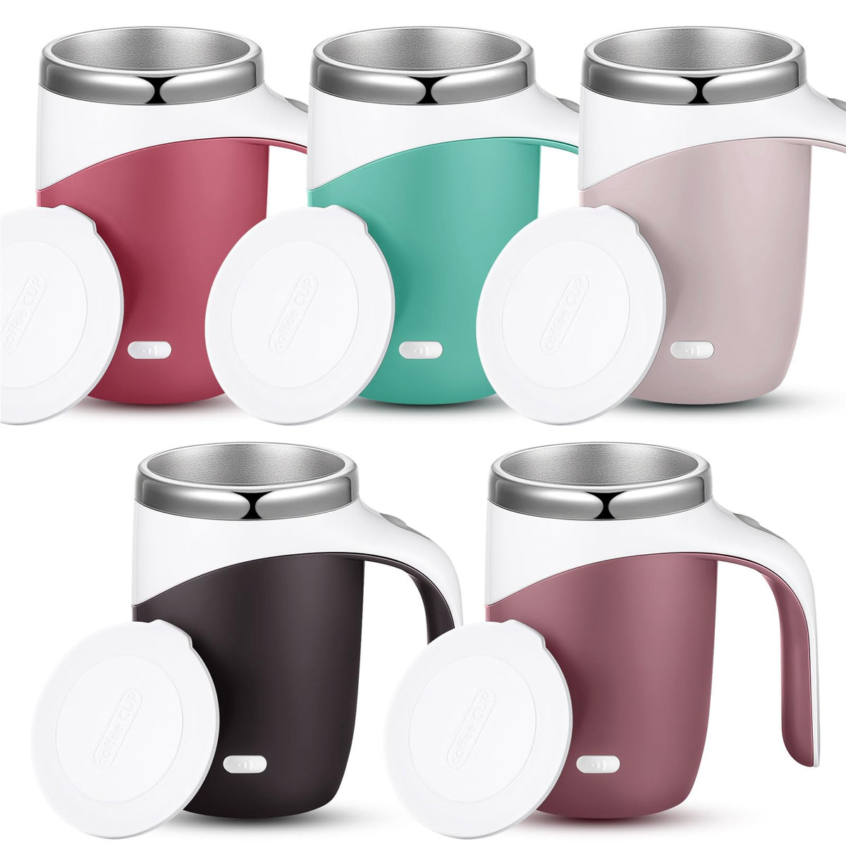 Patelai taza mezcladora automática, pack de 5, ideal para regalos prácticos.