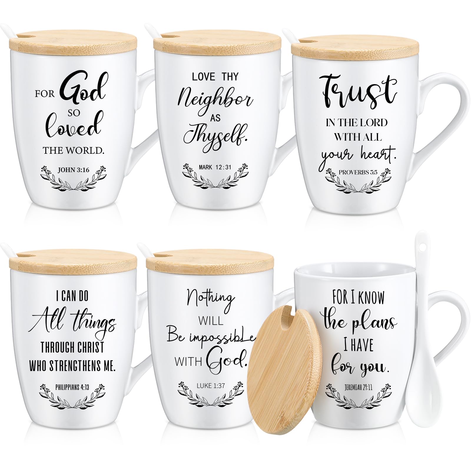 Patelai taza cristiana 12oz con tapa y cuchara para café diario