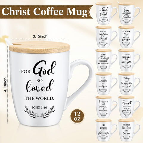 Patelai taza cristiana con cuchara de porcelana para mezclar café
