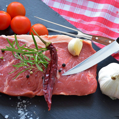 Patelai tenedor corte carne con cabeza de acero inoxidable resistente.