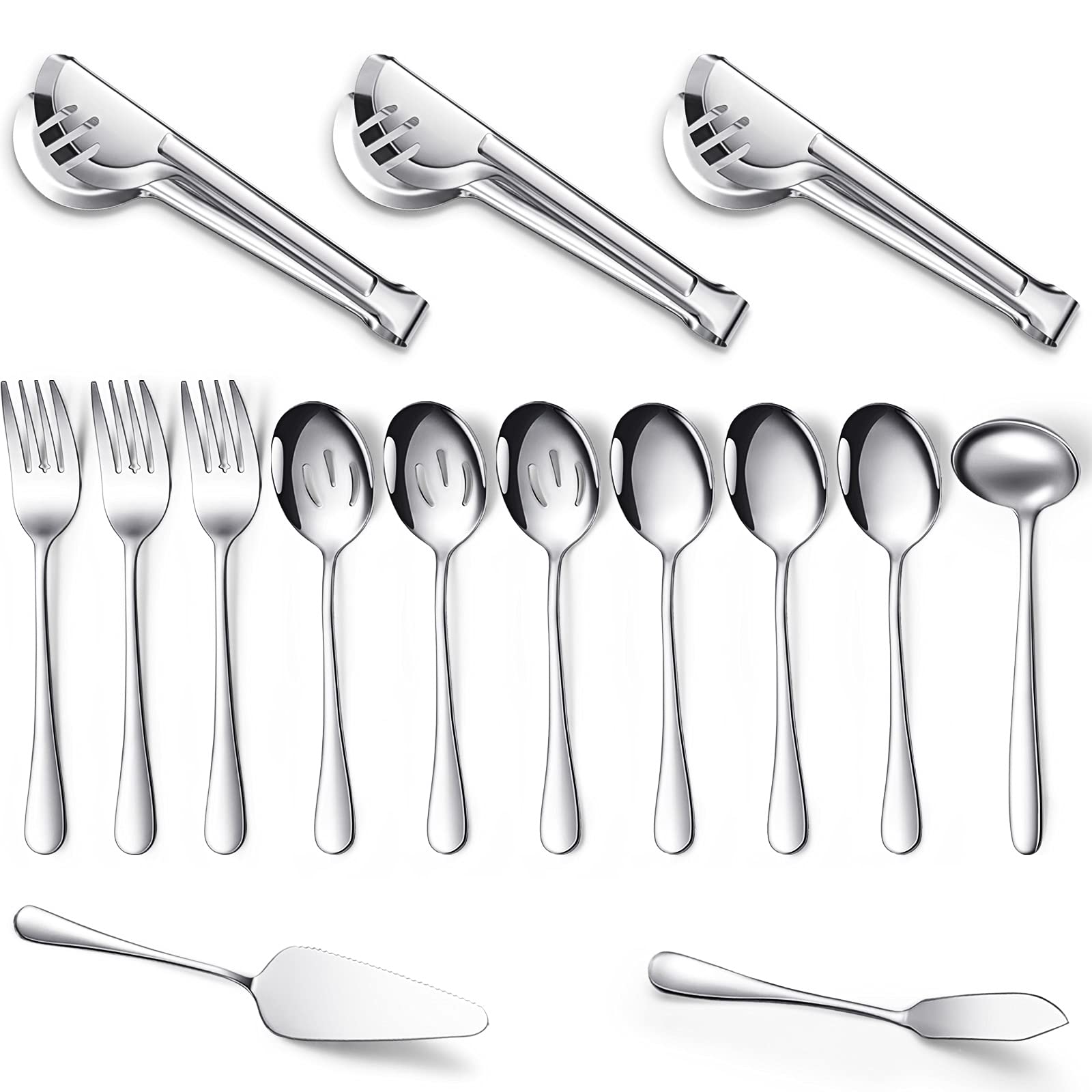 Patelai cucharas grandes para servir, porciones uniformes en buffet.