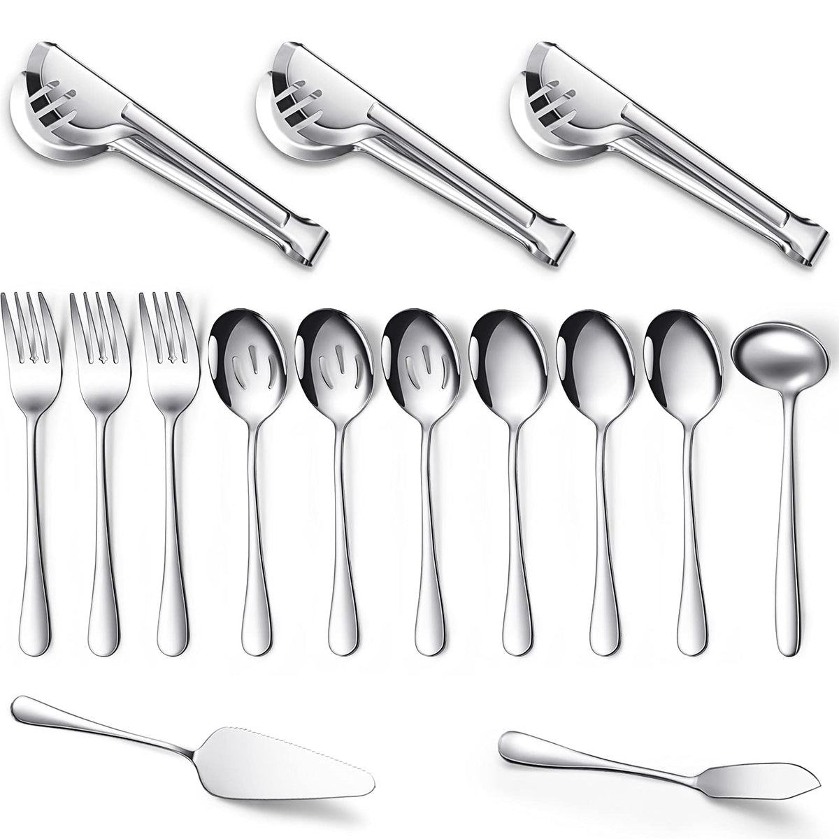 Patelai cucharas grandes para servir, porciones uniformes en buffet.