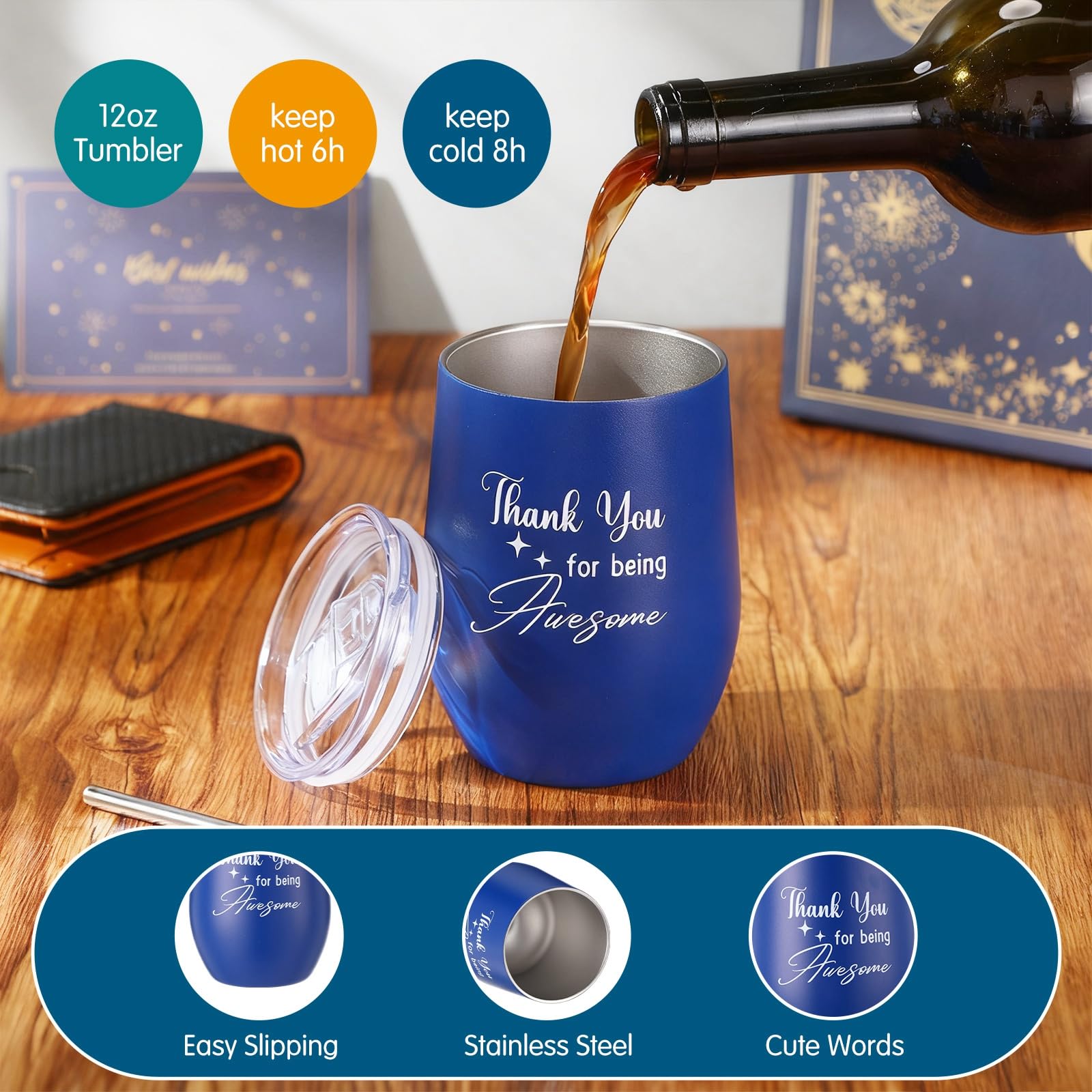 Patelai vaso aislado 12 oz: mantiene bebidas caliente o frías.