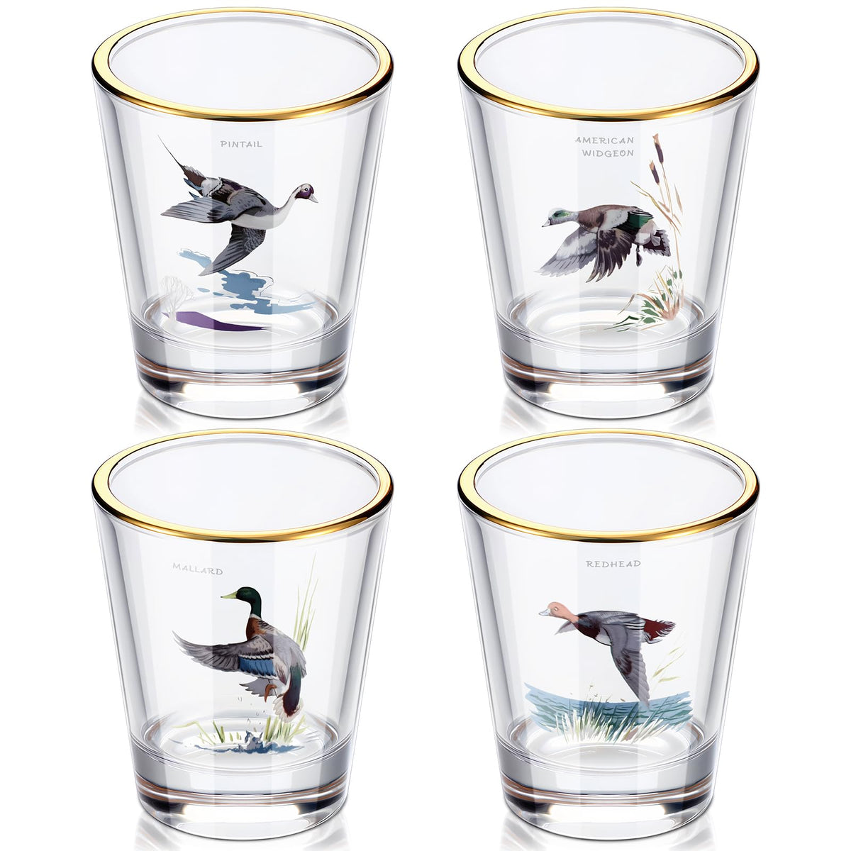 Patelai vaso vino aves acuáticas 2 onzas, vaso claro para ver la bebida.