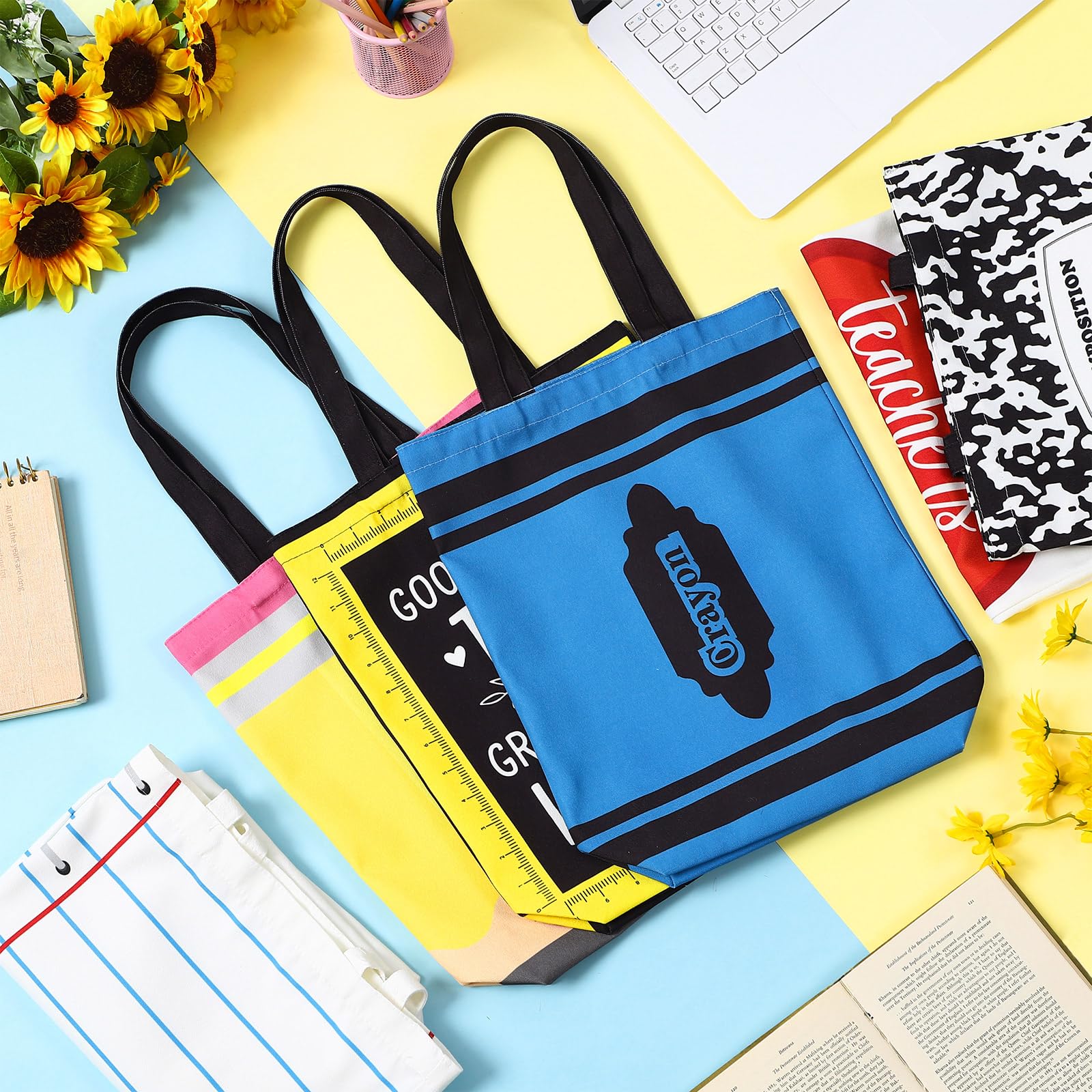 Paterr bolsa de lienzo con cuadernos, organización diaria para docentes.