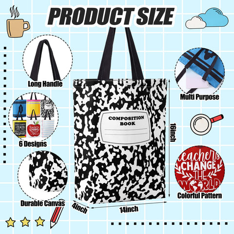 Paterr tote de lona con lapices, perfecta para la clase y el día a día.