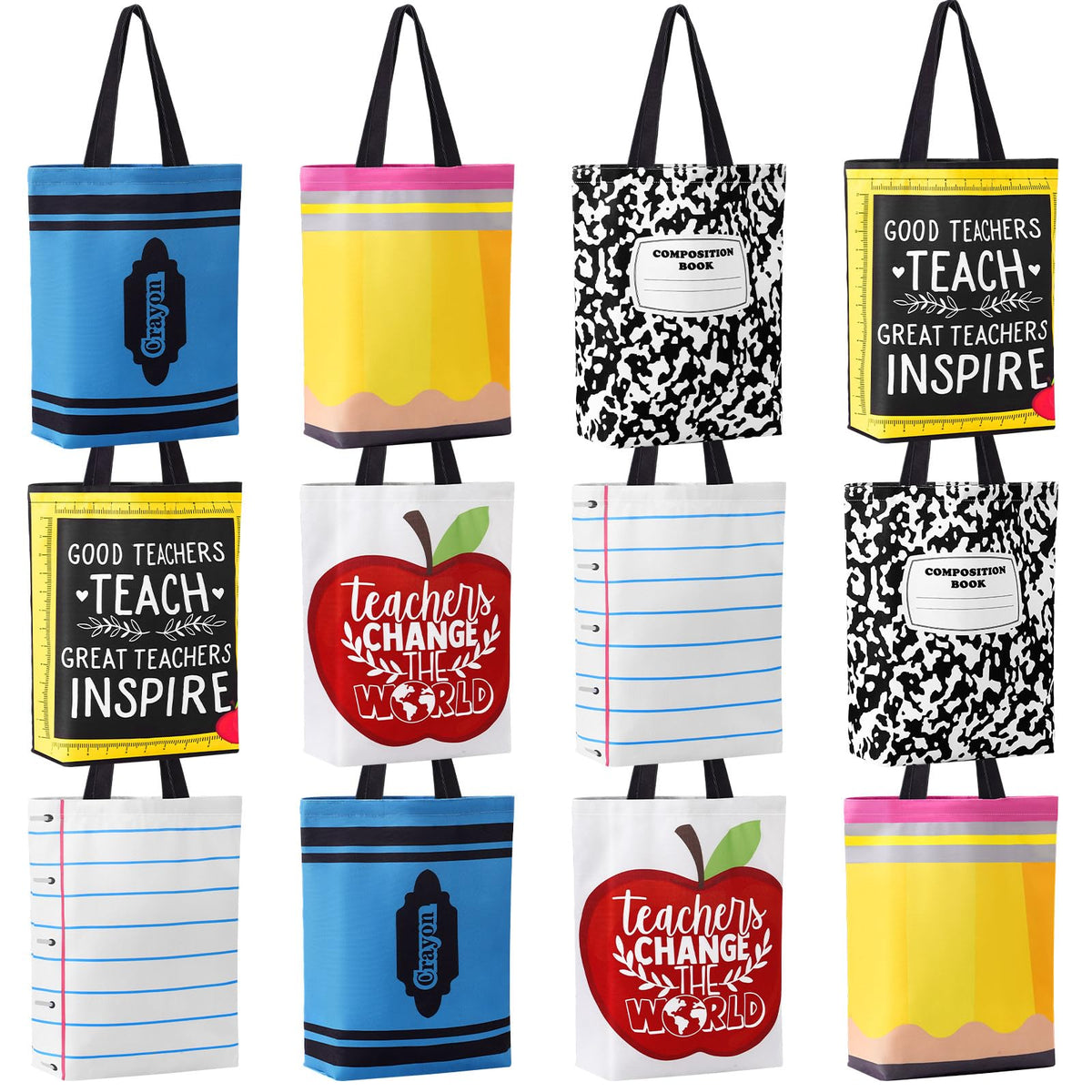 Paterr bolsa tote de lienzo con manzana, ideal para agradecer docentes y transportar libros.