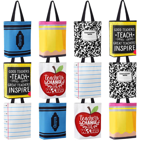 Paterr bolsa tote de lienzo con manzana, ideal para agradecer docentes y transportar libros.