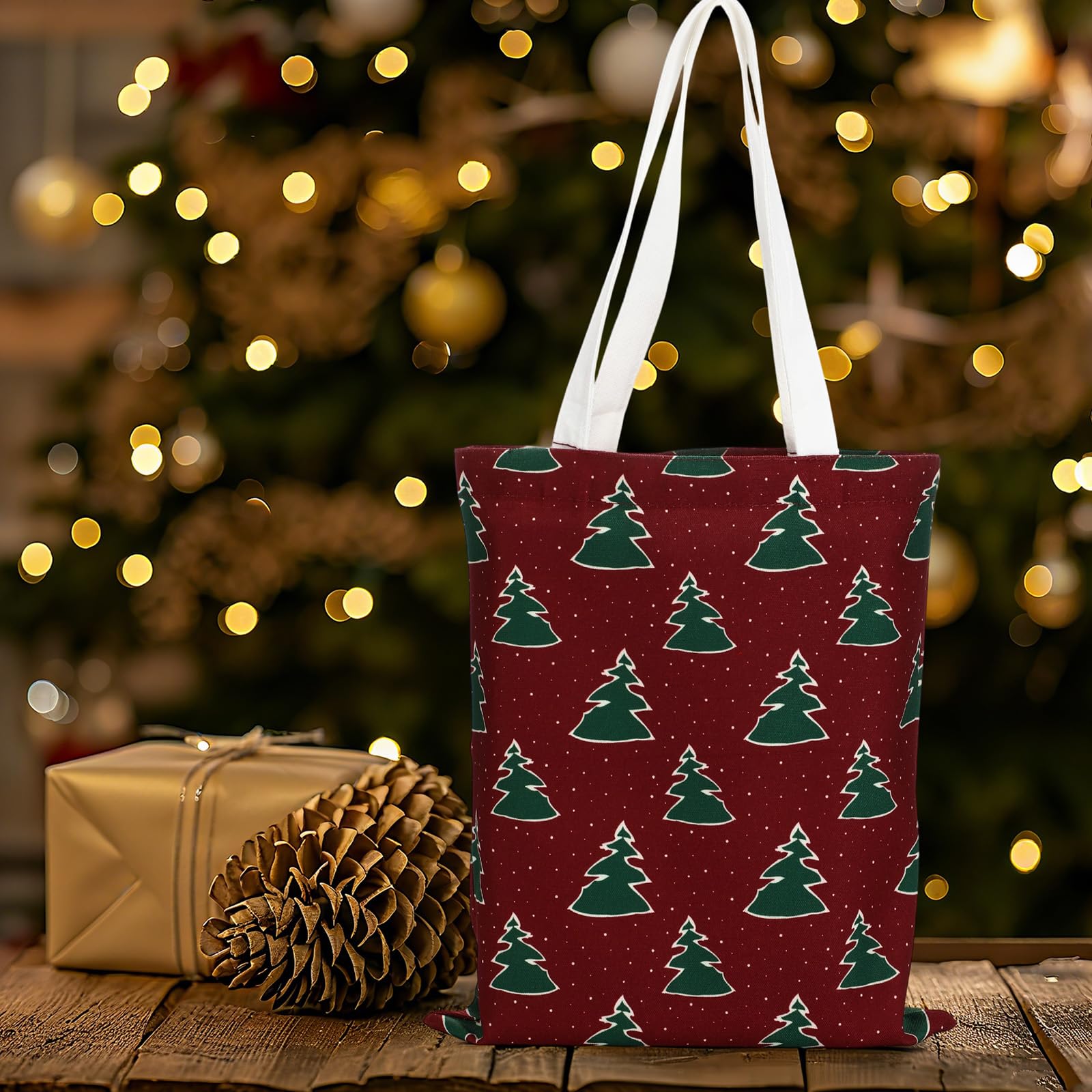 Paterr bolsas de lona Navidad: manijas resistentes para transporte cómodo.