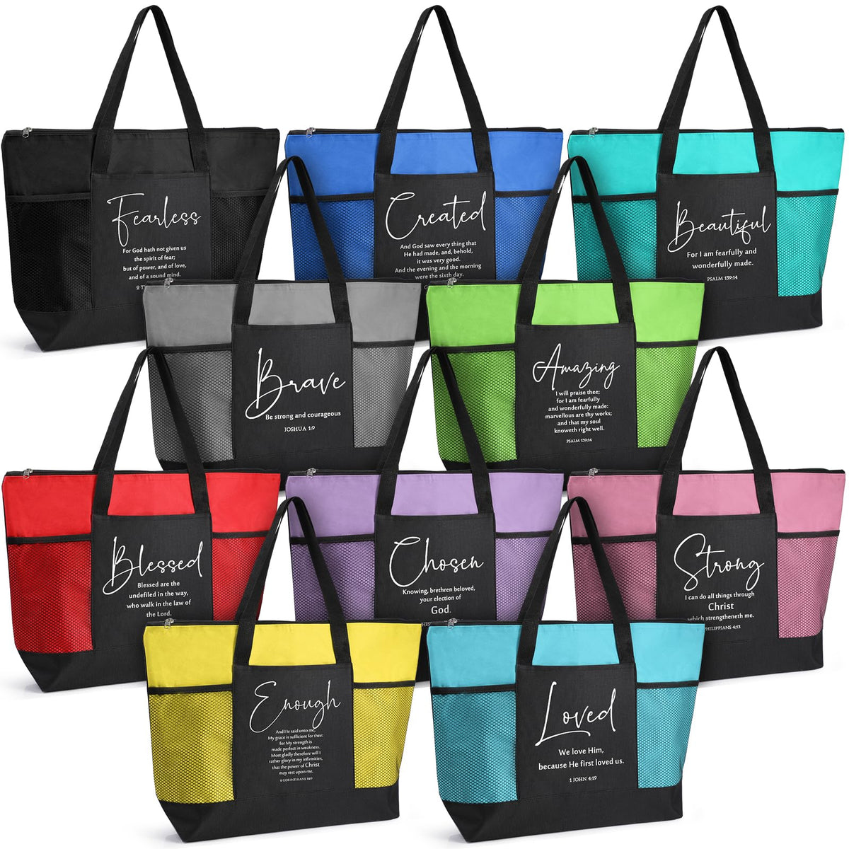 Paterr bolsa tote cristiana, juego de 10 para iglesia y estudio.