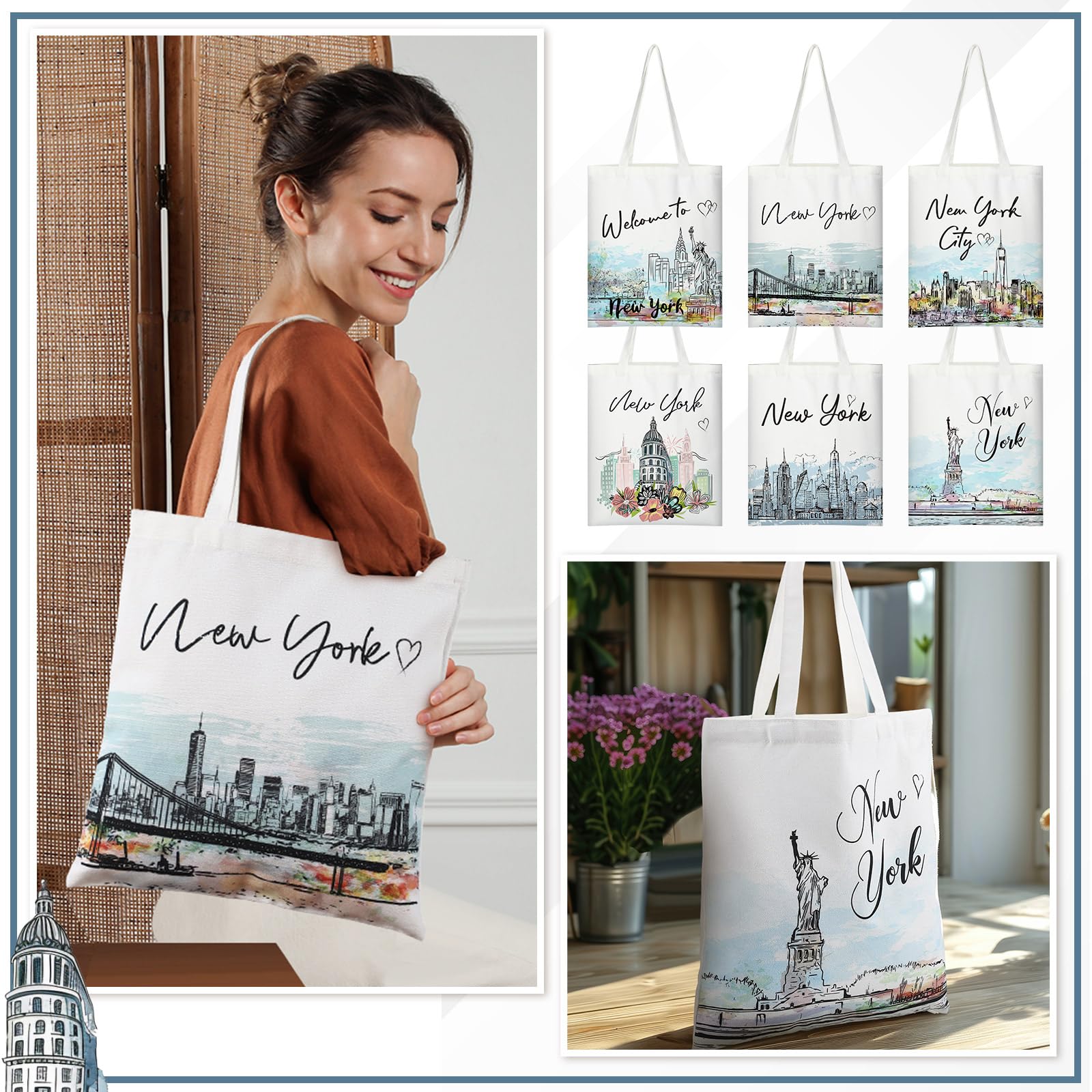 Paterr bolsa de lona acuarela, compañera perfecta de compras y salidas.