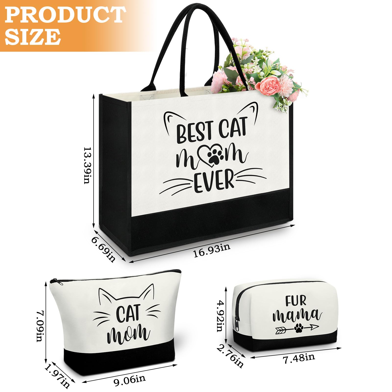 Paterr neceser gato con cierre resistente, perfecto para maquillaje y accesorios