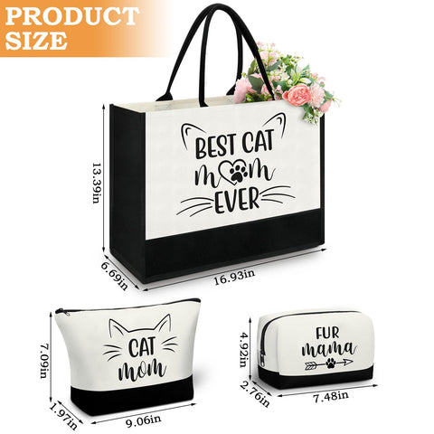 Paterr neceser gato con cierre resistente, perfecto para maquillaje y accesorios