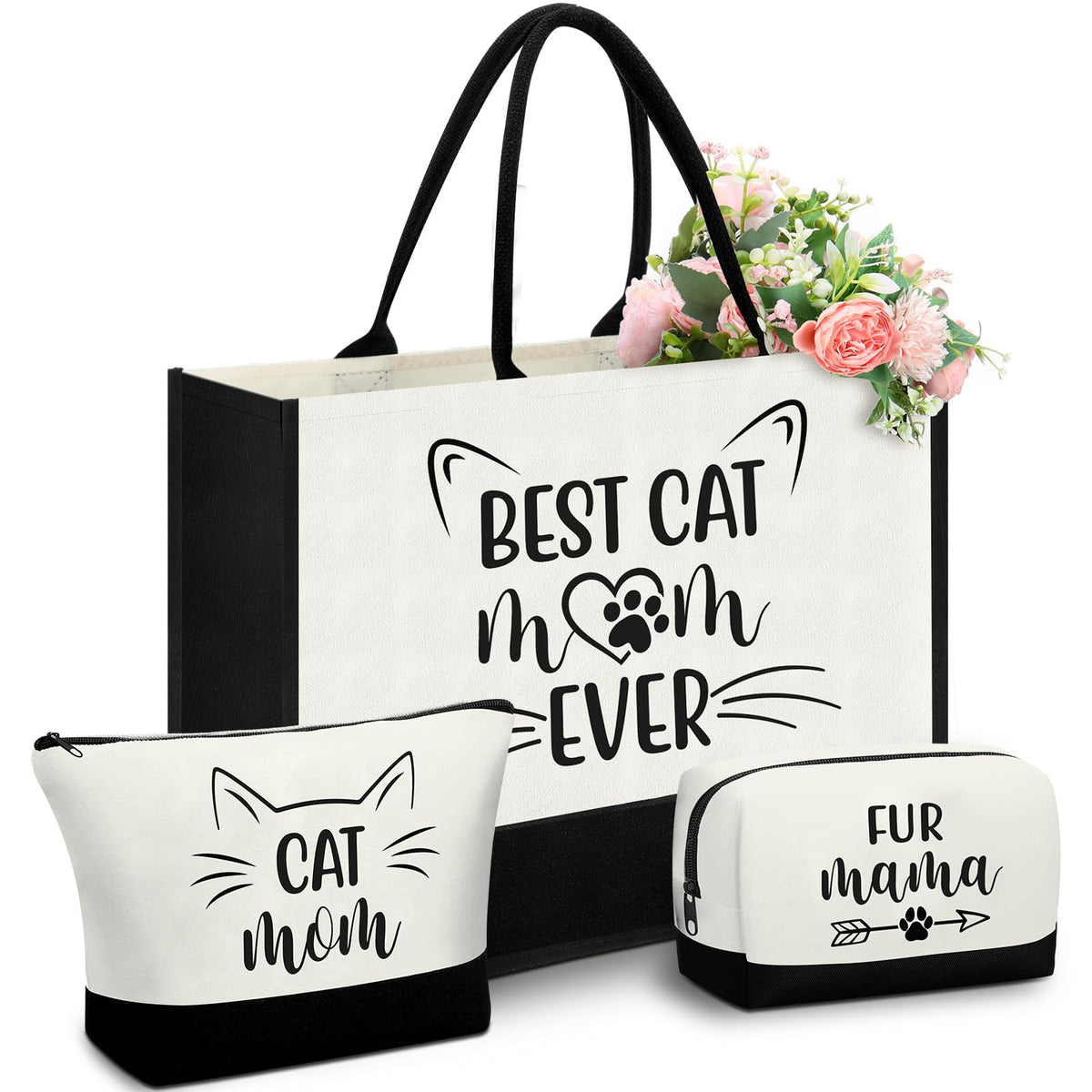 Paterr bolsa de lona gato, diseño brillante, ideal para compras sostenibles y uso diario