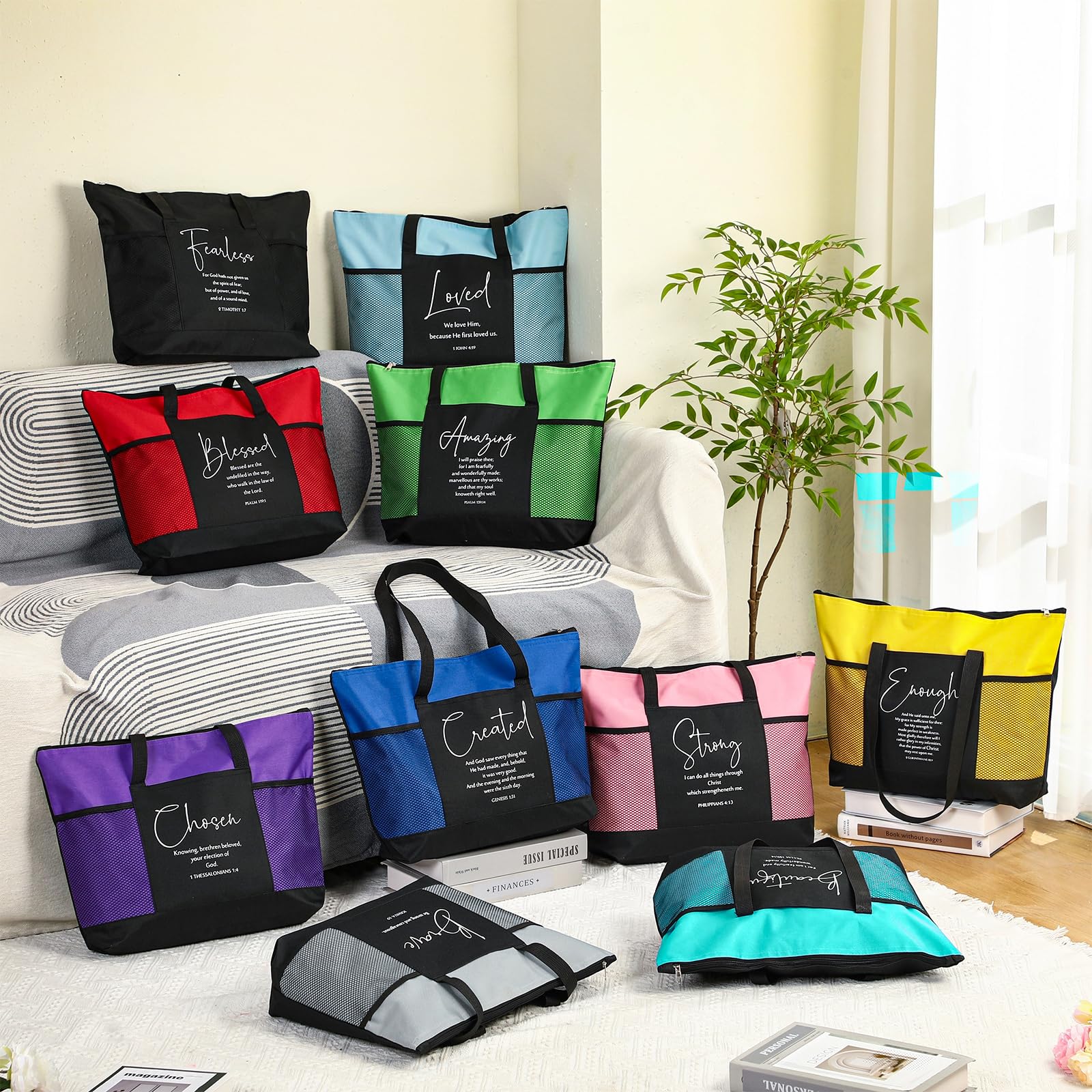 Paterr tote con tela Oxford resistente y cierre seguro.