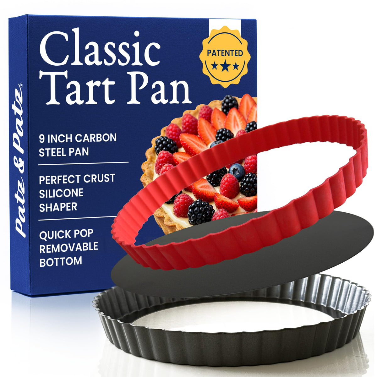 Patz&Patz tarta clásica, borde acanalado de 9 pulgadas para corteza uniforme